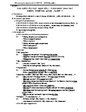 Đề cương ôn tập học kì I môn Tiếng anh khối 7 - Năm học 2016-2017